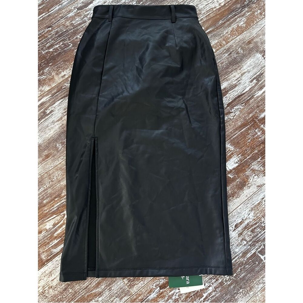 NWT Halara High Waisted Tummy Control 2-in-1 Midi Casual faux Leather Skirt - Picture 9 of 9